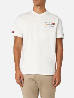 T-shirt da uomo in cotone pesante Arnott con ricamo Sole, whisky e sei in pole position | VACANZE DI NATALE SPECIAL EDITION