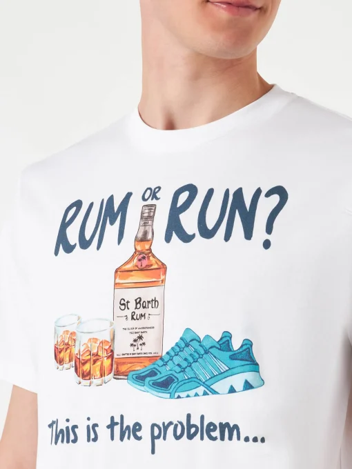 T-shirt da uomo in cotone con stampa Rum or Run