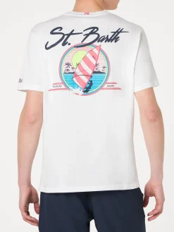 T-shirt da uomo in cotone con stampa St. Barth surf