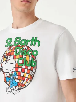 T-shirt da uomo in cotone con stampa St. Barth Disco Club e Snoopy | SNOOPY - EDIZIONE SPECIALE PEANUTS™