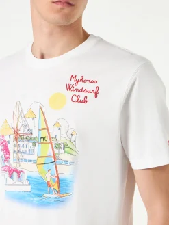 T-shirt da uomo in cotone con stampa Mykonos