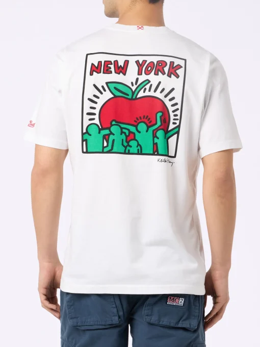 T-shirt da uomo in cotone con stampa fronte e retro del disegno Keith Haring | KEITH HARING EDIZIONE SPECIALE