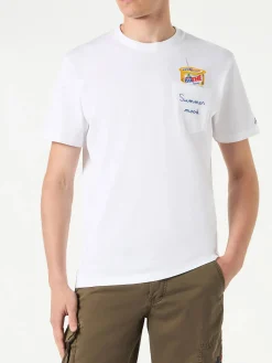 T-shirt da uomo in cotone con stampa e ricamo Estathé summer mood | Estathé® Edizione Speciale