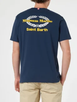 T-shirt da uomo in cotone con stampa Magnum Marine & Saint Barth davanti e dietro | EDIZIONE SPECIALE MAGNUM MARINE