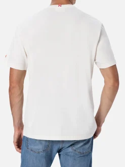 T-shirt da uomo in cotone con stampa piazzata e ricamo Surfin' USA