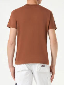 T-shirt da uomo in cotone marrone