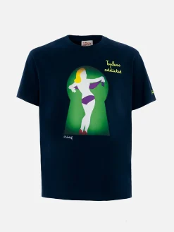 T-shirt da uomo in cotone con stampa piazzata e ricamo Lodola | MARCO LODOLA EDIZIONE SPECIALE