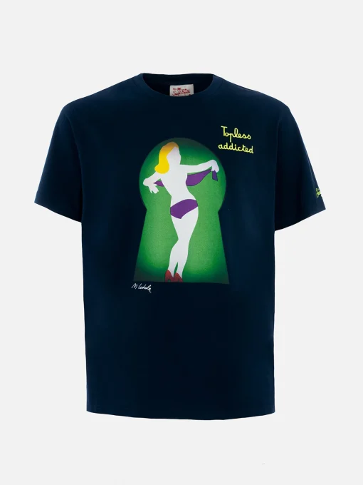T-shirt da uomo in cotone con stampa piazzata e ricamo Lodola | MARCO LODOLA EDIZIONE SPECIALE