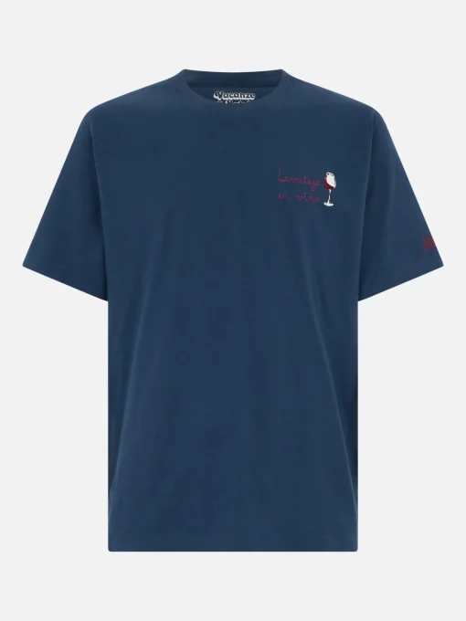T-shirt da uomo in cotone pesante Arnott con ricamo Lavateje er vino | VACANZE DI NATALE EDIZIONE SPECIALE