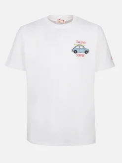 T-shirt da uomo in cotone con stampa piazzata e ricamo Fiat 500 | FIAT 500 EDIZIONE SPECIALE