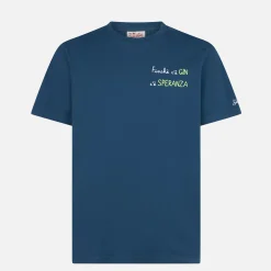 T-shirt da uomo in cotone con ricamo Finchè c'è GIN c'è SPERANZA