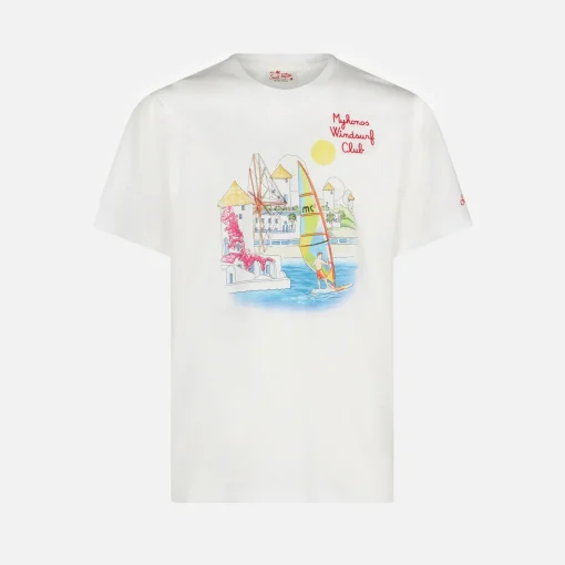 T-shirt da uomo in cotone con stampa Mykonos