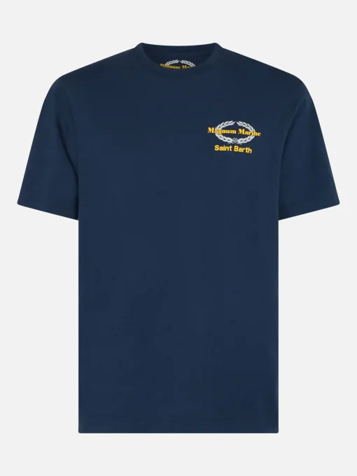 T-shirt da uomo in cotone con stampa Magnum Marine & Saint Barth davanti e dietro | EDIZIONE SPECIALE MAGNUM MARINE