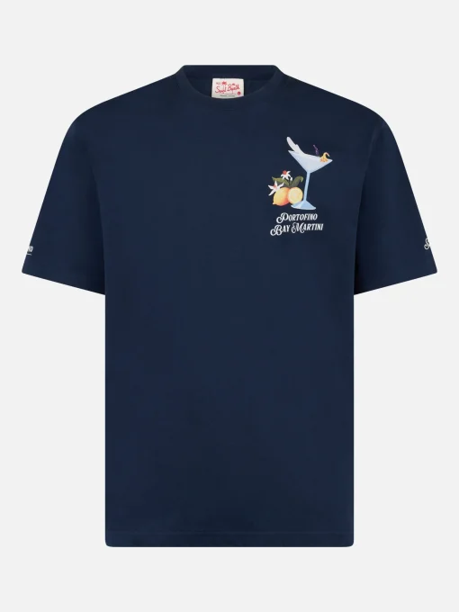 T-shirt da uomo in cotone con stampa piazzata Portofino Bay Martini | PORTOFINO DRY GIN EDIZIONE SPECIALE