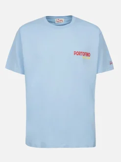 T-shirt da uomo in cotone con stampa piazzata cartolina Portofino Addicted