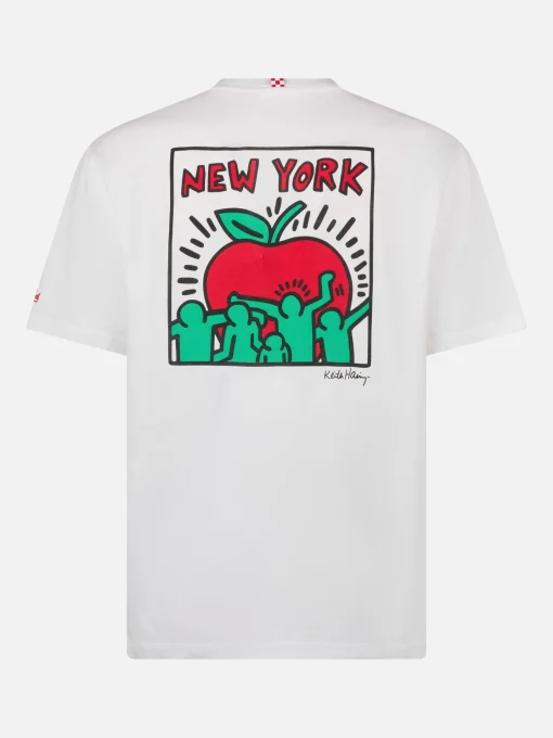 T-shirt da uomo in cotone con stampa fronte e retro del disegno Keith Haring | KEITH HARING EDIZIONE SPECIALE