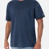 T-shirt da uomo in jersey di lino blu navy Ecstasea con taschino
