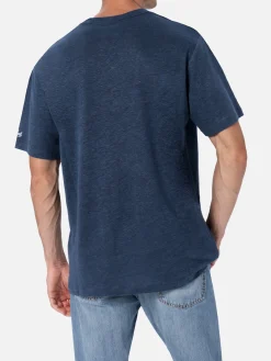 T-shirt da uomo in jersey di lino blu navy Ecstasea con taschino