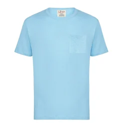 T-shirt da uomo in jersey di lino azzurro