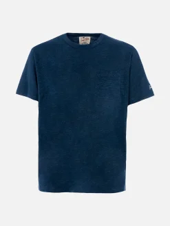 T-shirt da uomo in jersey di lino blu navy Ecstasea con taschino