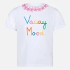 T-shirt girocollo da bambina Elly in jersey di cotone con ricamo mood Vacay