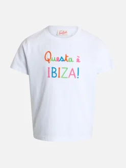 T-shirt girocollo Elly da bambina in jersey di cotone con ricamo Questa è Ibiza