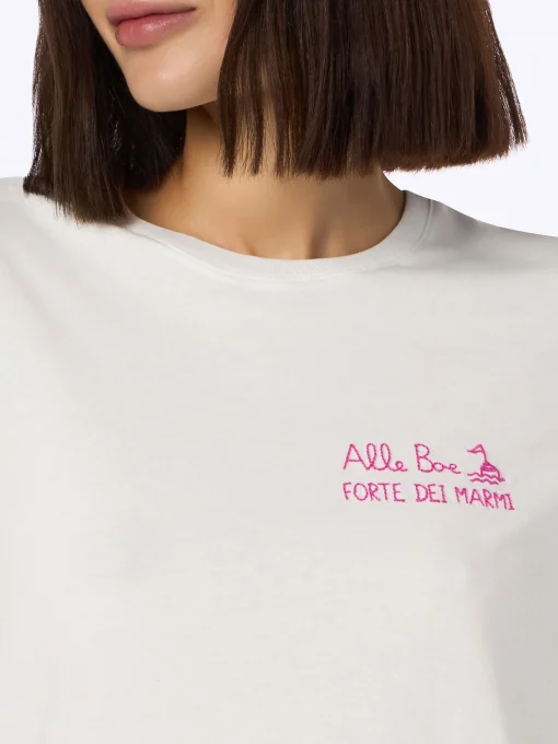 T-shirt girocollo in jersey di cotone da donna Emilie con stampa Baciami alle Boe | ALLE BOE SPECIAL EDITION