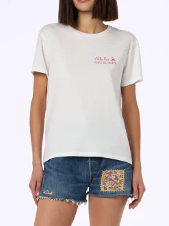 T-shirt girocollo in jersey di cotone da donna Emilie con stampa Baciami alle Boe | ALLE BOE SPECIAL EDITION