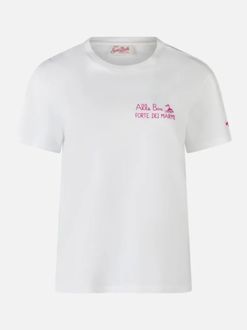 T-shirt girocollo in jersey di cotone da donna Emilie con stampa Baciami alle Boe | ALLE BOE SPECIAL EDITION