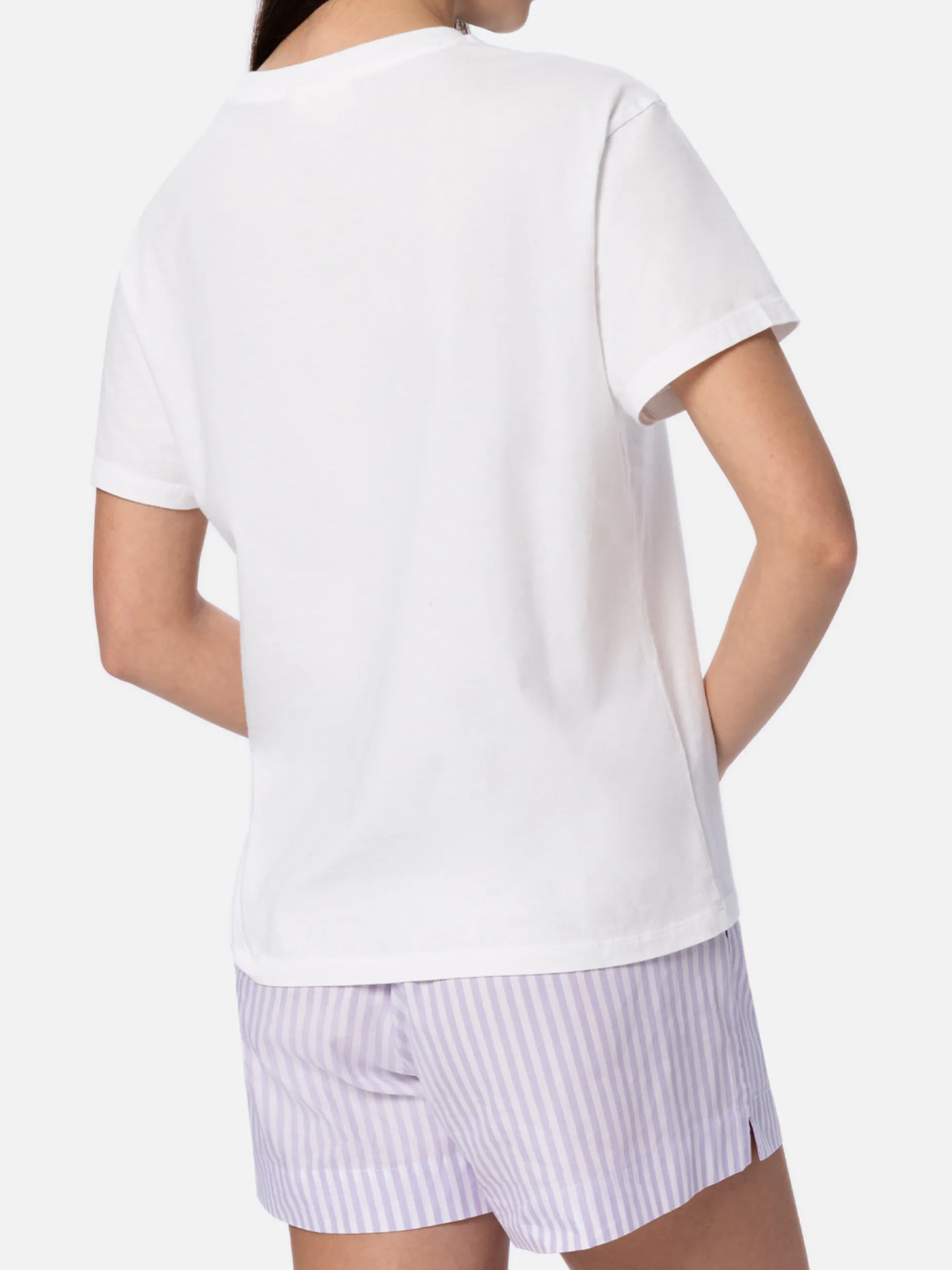 T-shirt girocollo in jersey di cotone da donna Emilie con ricamo Save water, Drink spritz