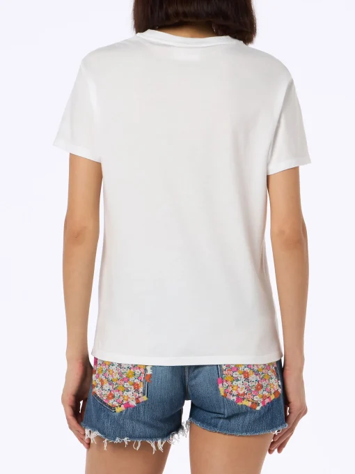 T-shirt girocollo in jersey di cotone rosa da donna Emilie con ricamo Snoopy St. Barth Padel Club | EDIZIONE SPECIALE SNOOPY PEANUTS