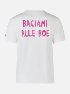 T-shirt girocollo in jersey di cotone da donna Emilie con stampa Baciami alle Boe | ALLE BOE SPECIAL EDITION