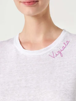 T-shirt in lino con ricamo Viziata