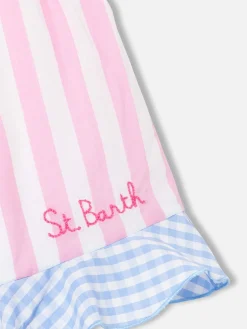 Tuta corta da bambina con stampa a righe