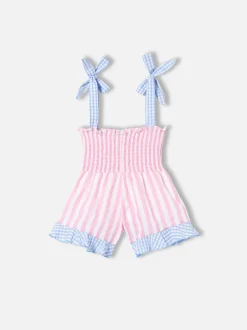 Tuta corta da bambina con stampa a righe