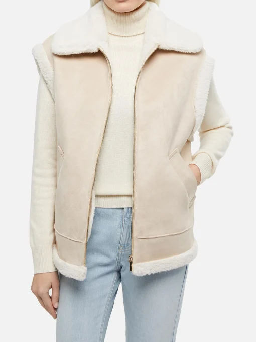 Woman mutton-like vest with Saint Barth back print