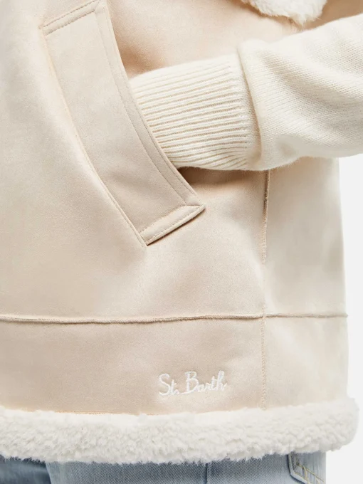 Woman mutton-like vest with Saint Barth back print