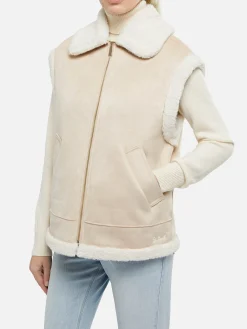 Woman mutton-like vest with Saint Barth back print