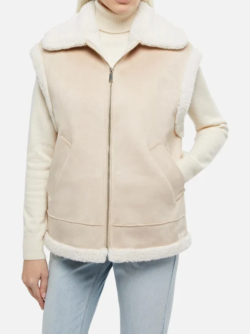 Woman mutton-like vest with Saint Barth back print