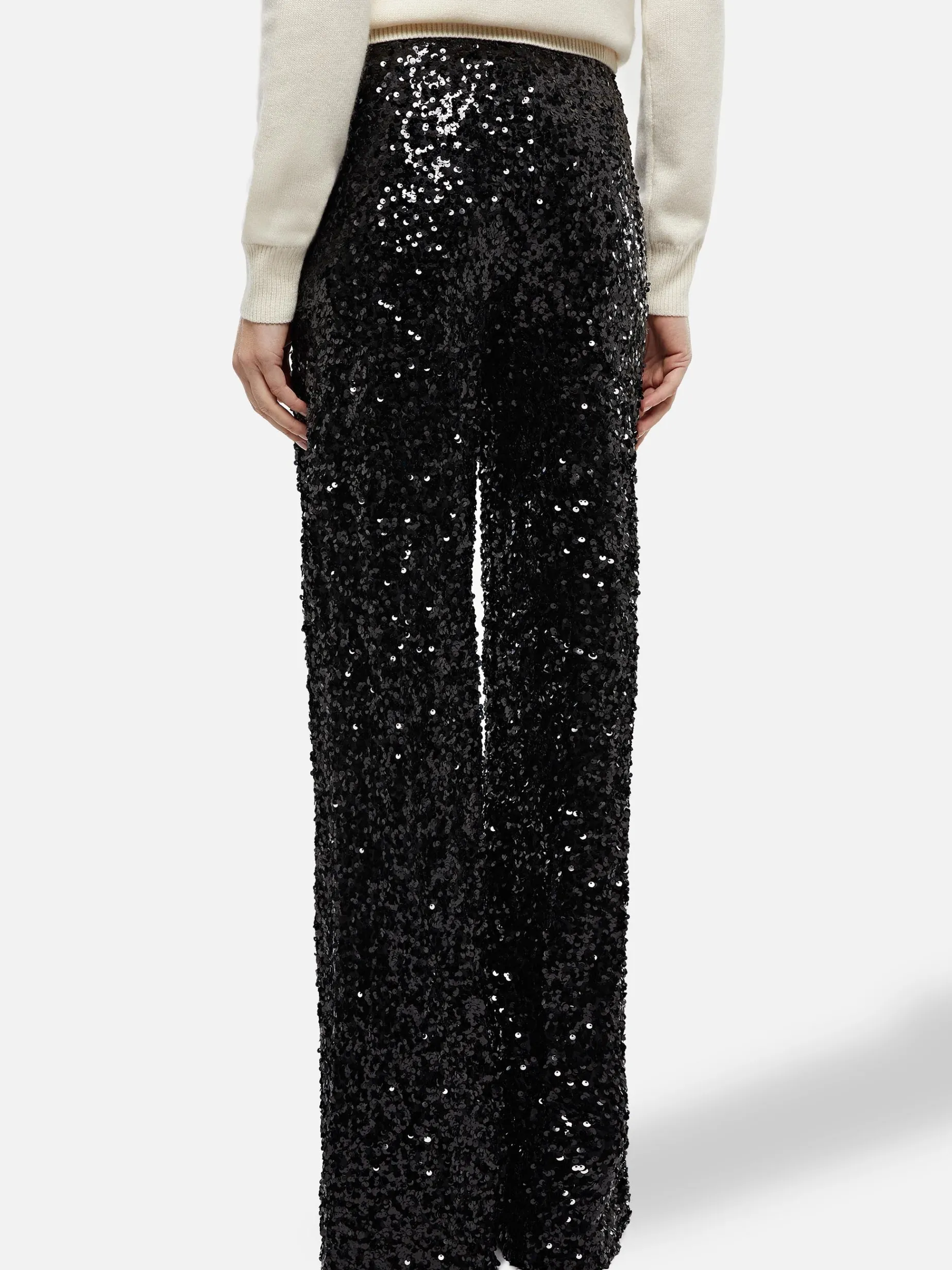 Woman wide-leg trousers Lucette with black sequins